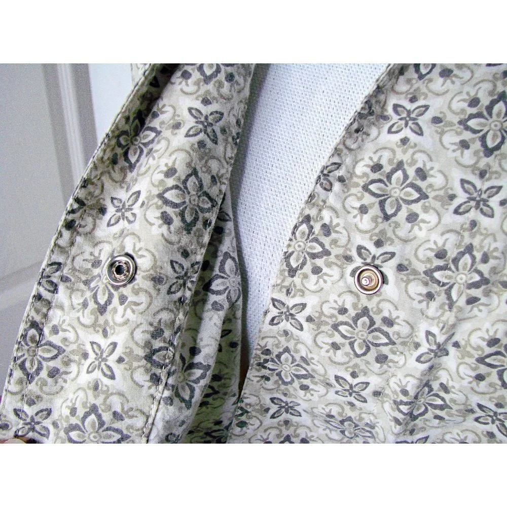Faded Glory Cropped Wrap Side Tie Sleeveless Blouse 100% Cotton Beige White Sz L - Picture 5 of 12